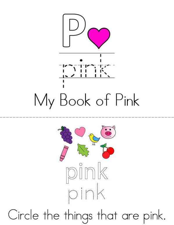 Pink Activity Book Mini Book - Sheet 1