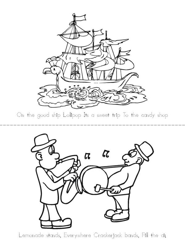 On the Good Ship Lollipop  Mini Book - Sheet 3