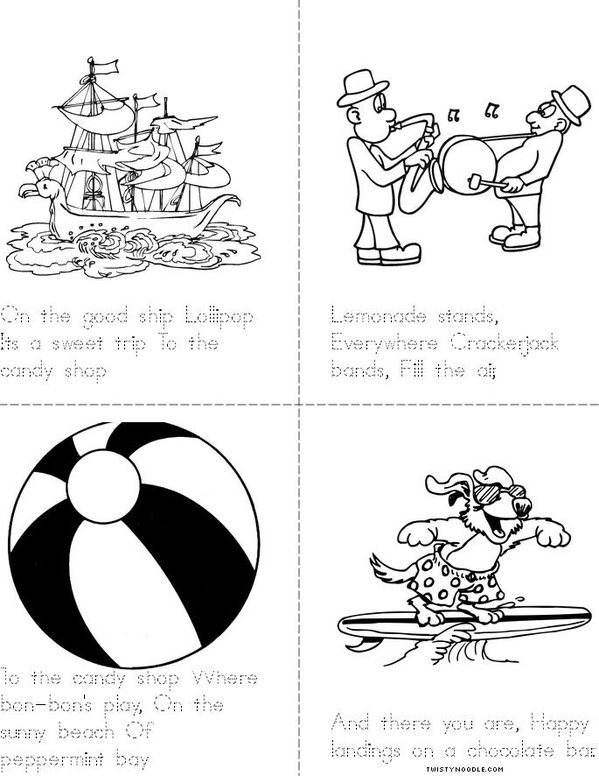 On the Good Ship Lollipop  Mini Book - Sheet 2