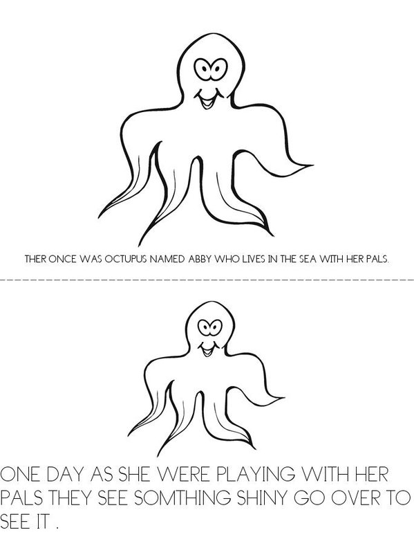 ABBY THE OCTUPUS AND SALLY THE DOLPHIN . Mini Book - Sheet 1