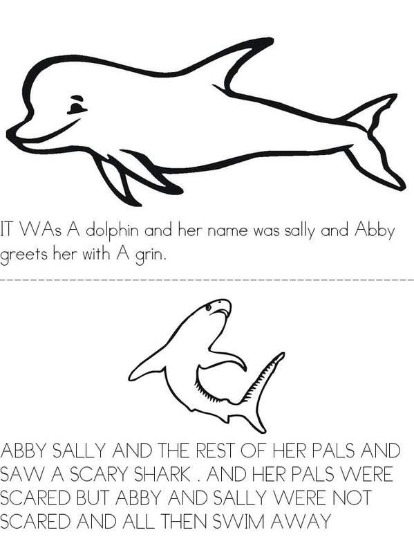 ABBY THE OCTUPUS AND SALLY THE DOLPHIN . Mini Book - Sheet 2