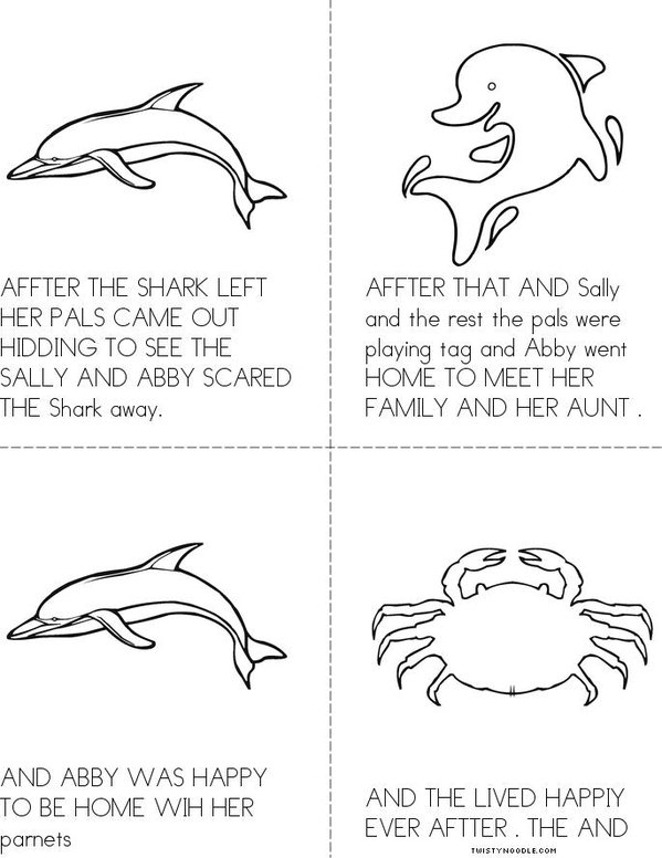 ABBY THE OCTUPUS AND SALLY THE DOLPHIN . Mini Book - Sheet 2