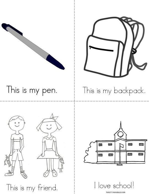 I love school!  Mini Book - Sheet 2