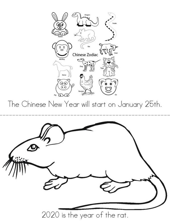 The Year of the Rat Mini Book - Sheet 1