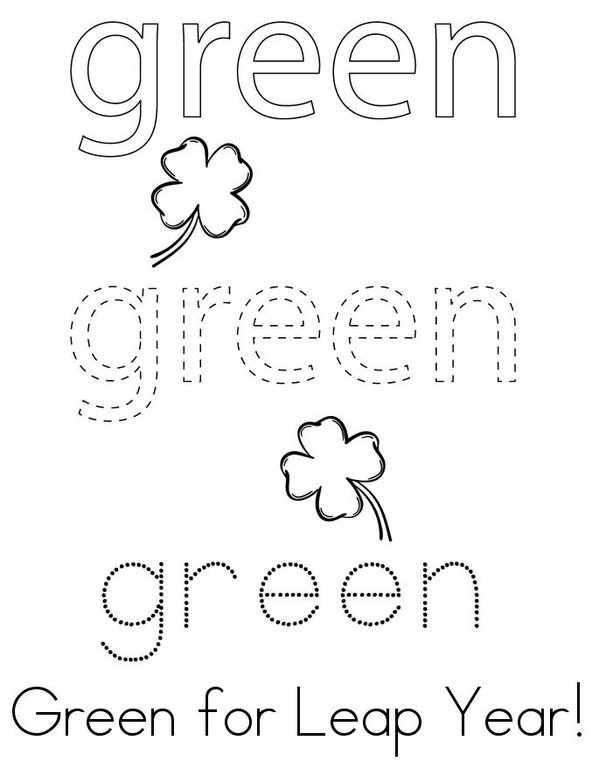 Green for Leap Year! Mini Book - Sheet 1