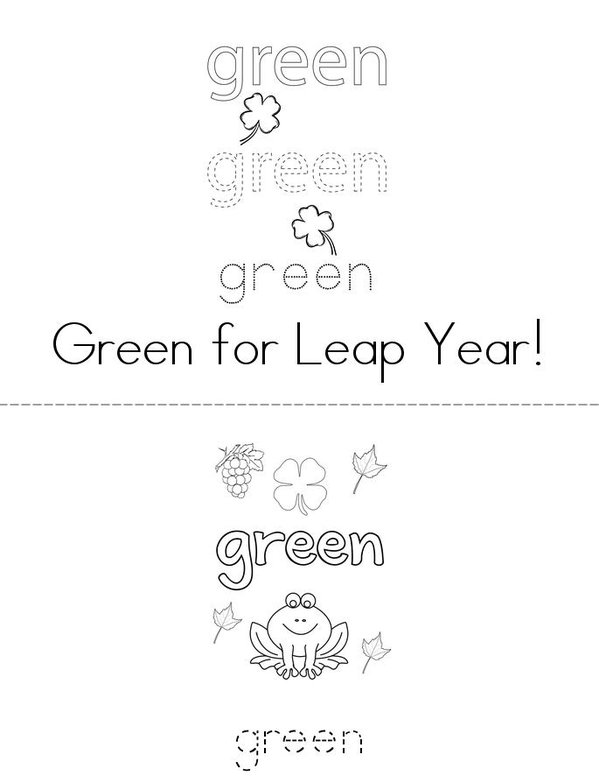 Green for Leap Year! Mini Book - Sheet 1