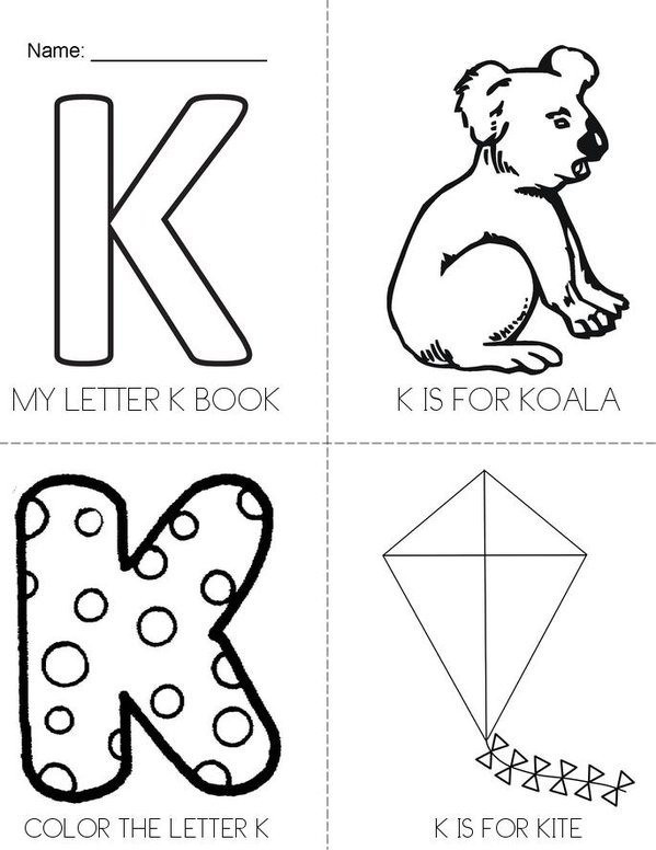 LETTER K Mini Book - Sheet 1