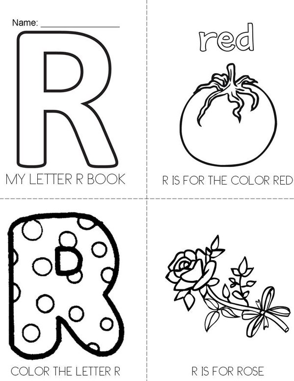 LETTER R Mini Book - Sheet 1