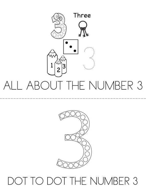 NUMBER 3 Mini Book - Sheet 1