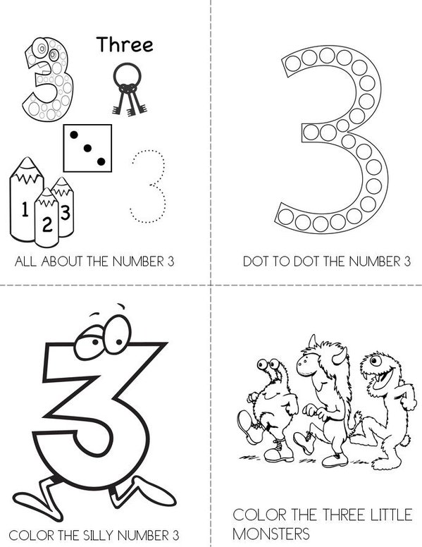 NUMBER 3 Mini Book - Sheet 1