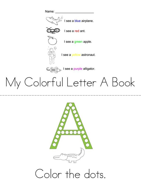 My Colorful Letter A Mini Book - Sheet 1