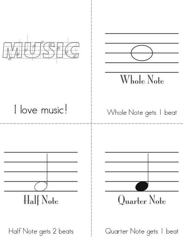 Music Notes Mini Book - Sheet 1