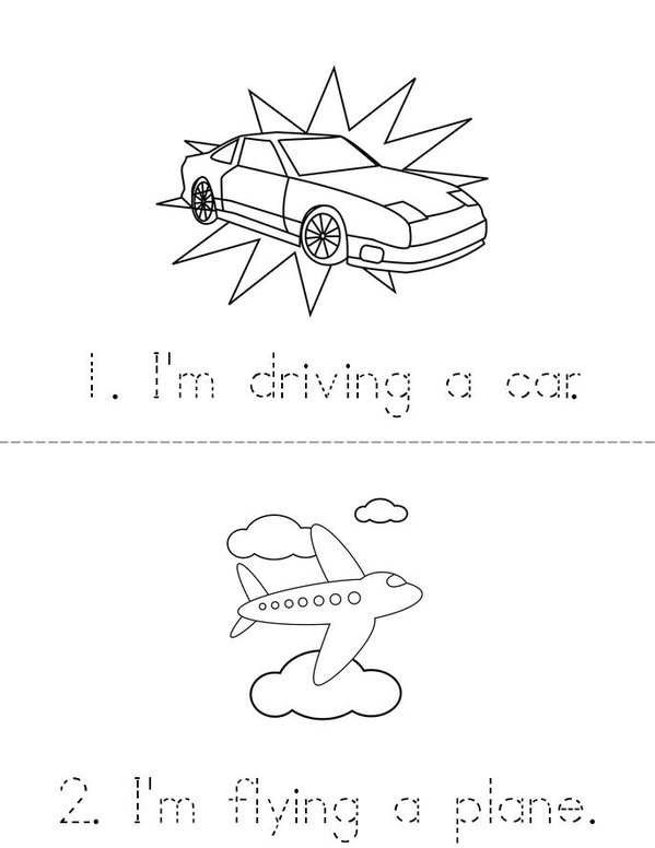 Starters: Transportation book "I'm..." Mini Book - Sheet 1