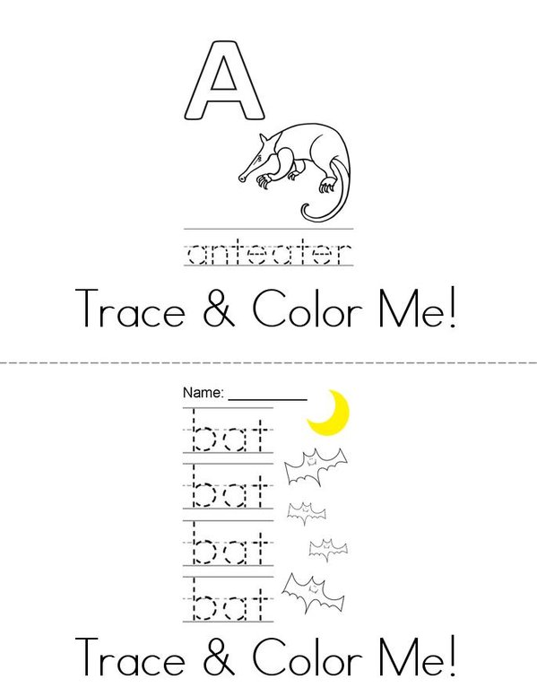 Trace With Me Activity Book - Animals Mini Book - Sheet 1