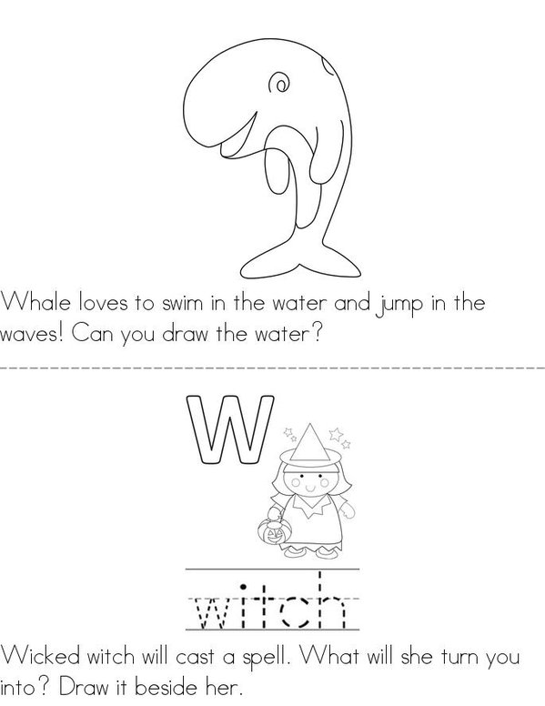 The Letter W Mini Book - Sheet 1