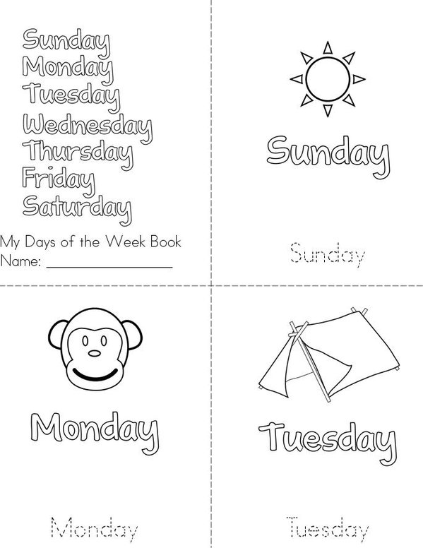 Days of the Week Mini Book - Sheet 1