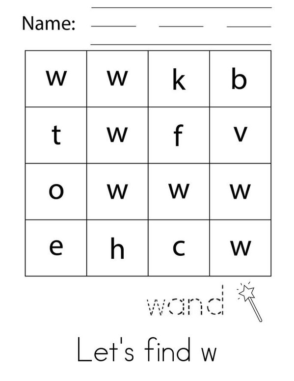 Letter w Mini Book - Sheet 3