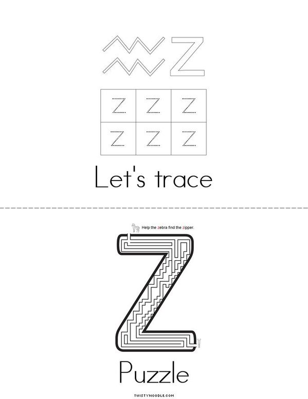 Letter z Mini Book - Sheet 2