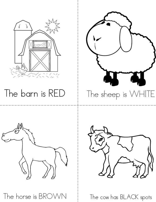 Colors on the Farm Mini Book - Sheet 1