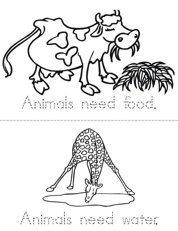 Animals need cut and paste. Mini Book - Sheet 1