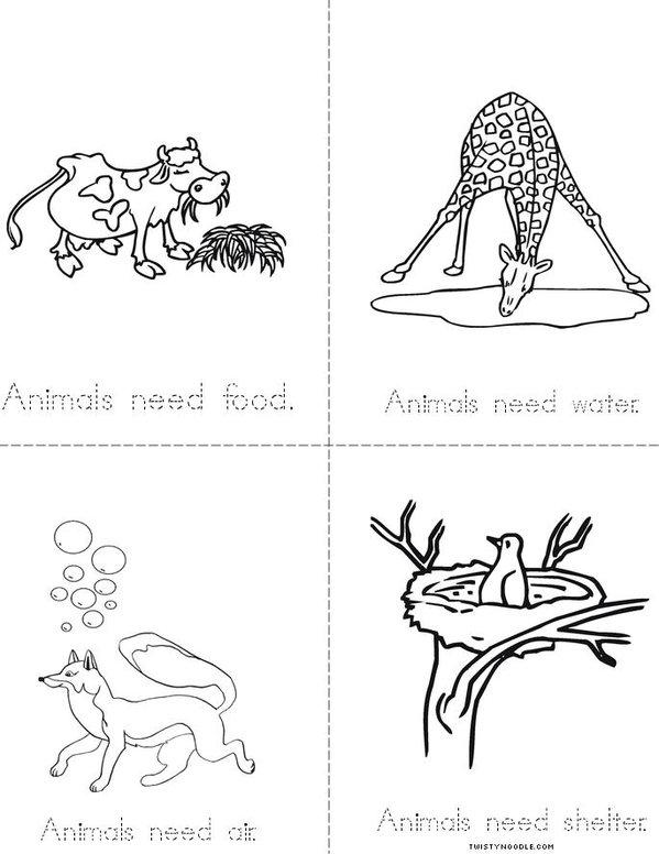 Animals need cut and paste Book - Twisty Noodle