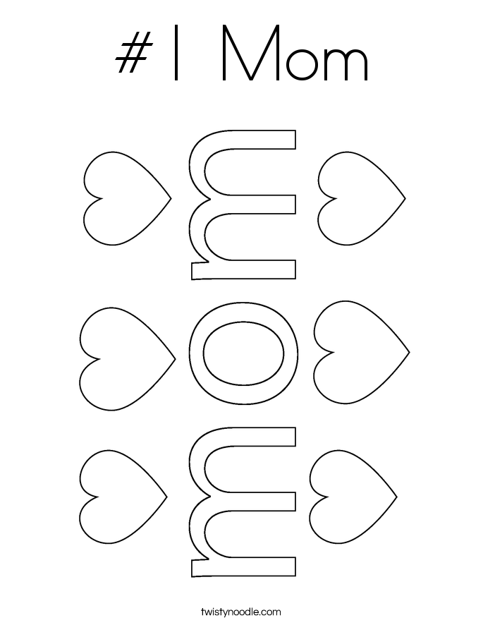 #1 Mom Coloring Page - Twisty Noodle