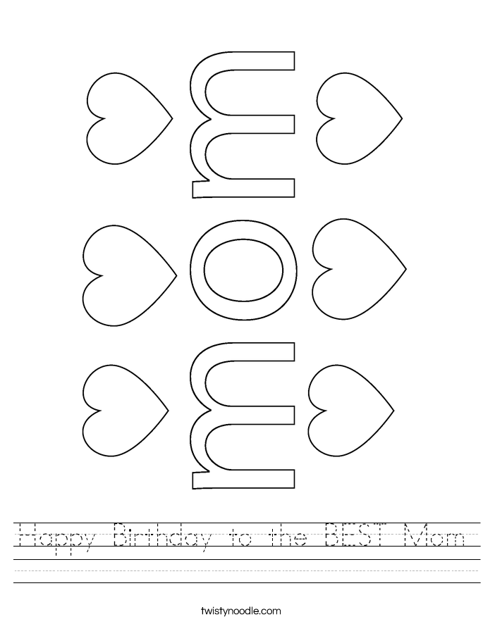 Happy Birthday to the BEST Mom Worksheet
