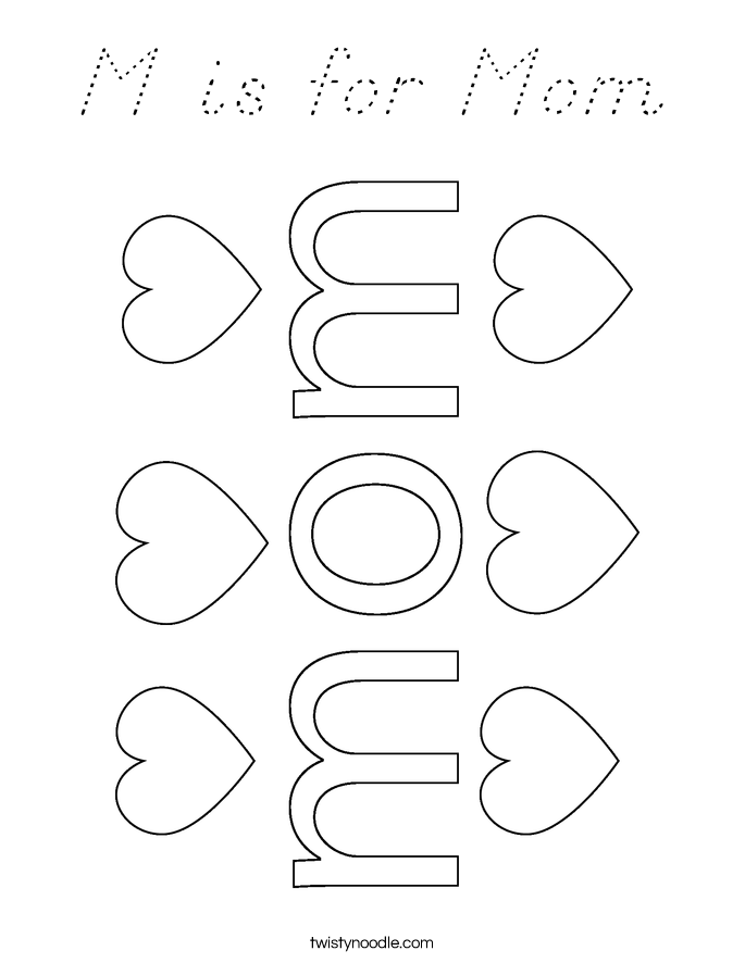 M is for Mom Coloring Page