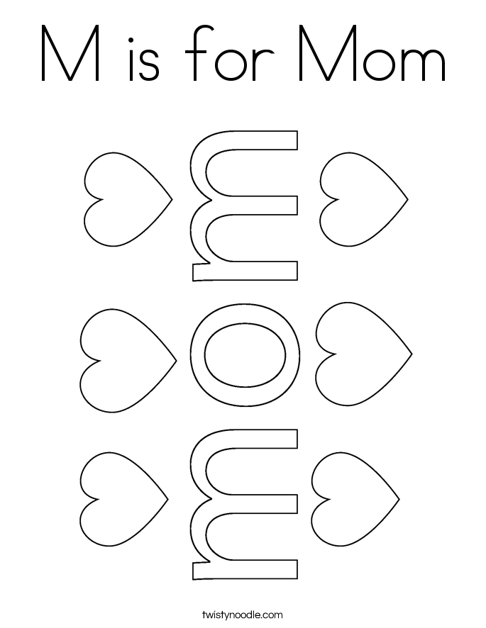 M is for Mom Coloring Page