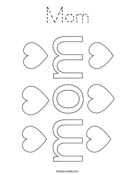 Mom Coloring Page - Tracing - Twisty Noodle