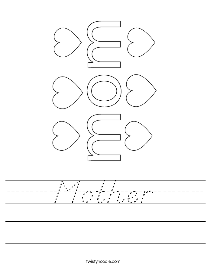 Mother Worksheet - D'Nealian - Twisty Noodle