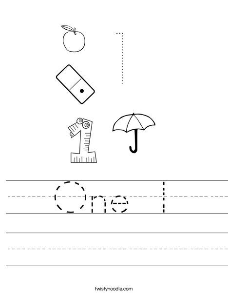 one 1 worksheet twisty noodle