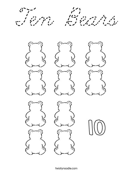 10 Bears Coloring Page