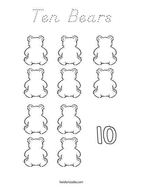 10 Bears Coloring Page