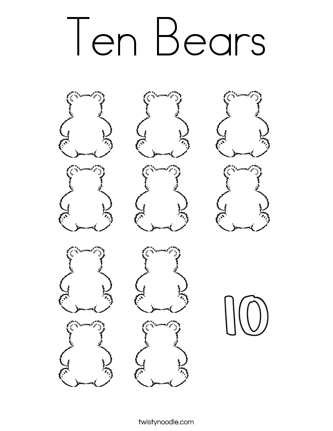 Ten Bears Coloring Page