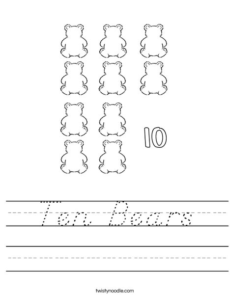 10 Bears Worksheet