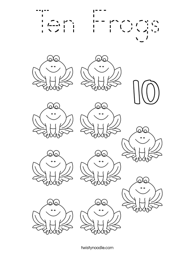 Ten Frogs Coloring Page
