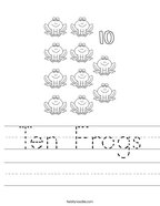 Ten Frogs Handwriting Sheet