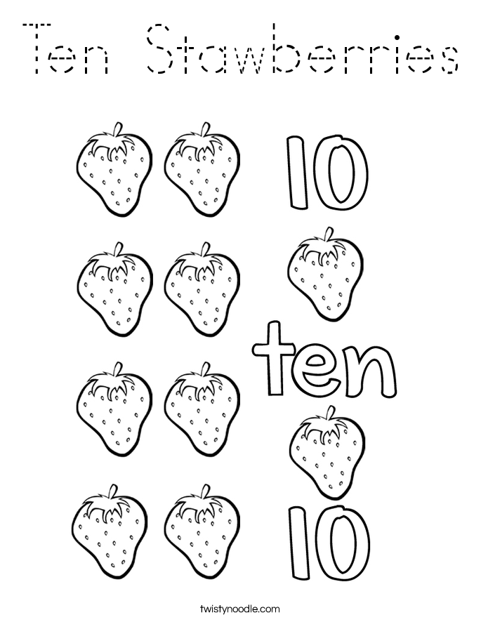 Ten Stawberries Coloring Page