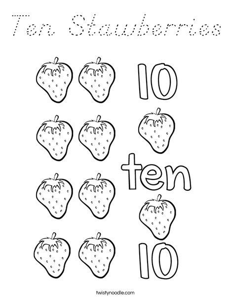 10 Strawberries Coloring Page