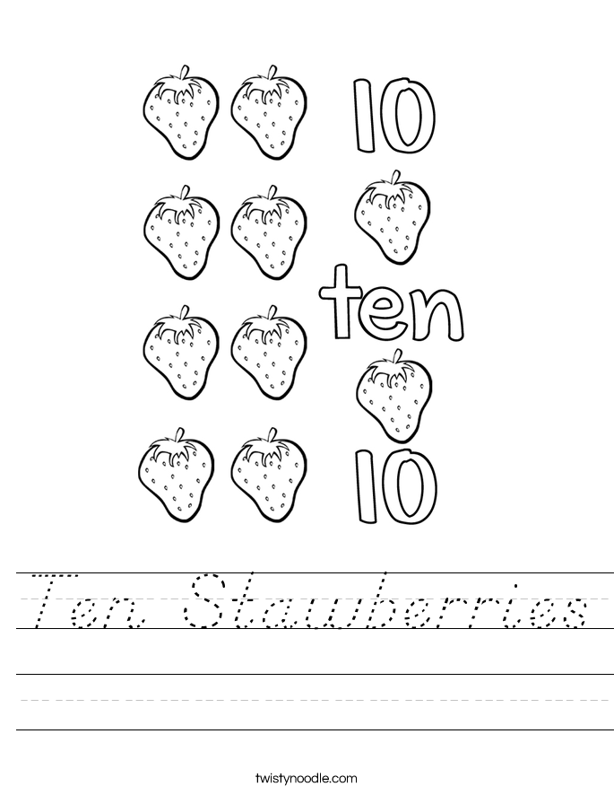 Ten Stawberries Worksheet