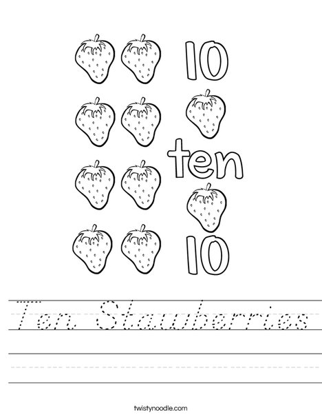 10 Strawberries Worksheet