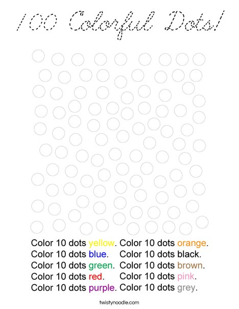 100 Colorful Dots! Coloring Page