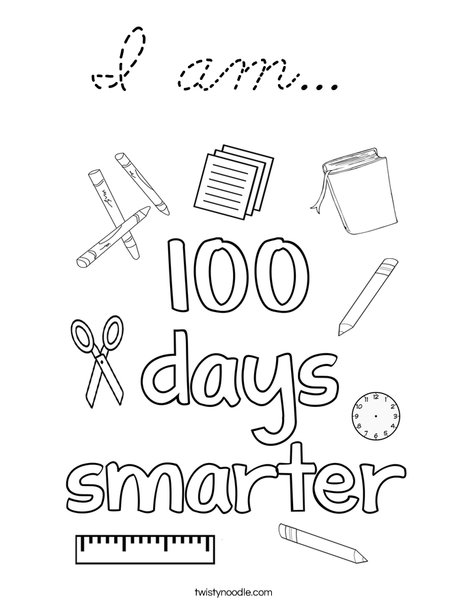 100 days smarter Coloring Page