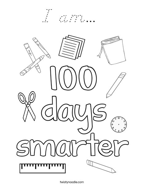 100 days smarter Coloring Page
