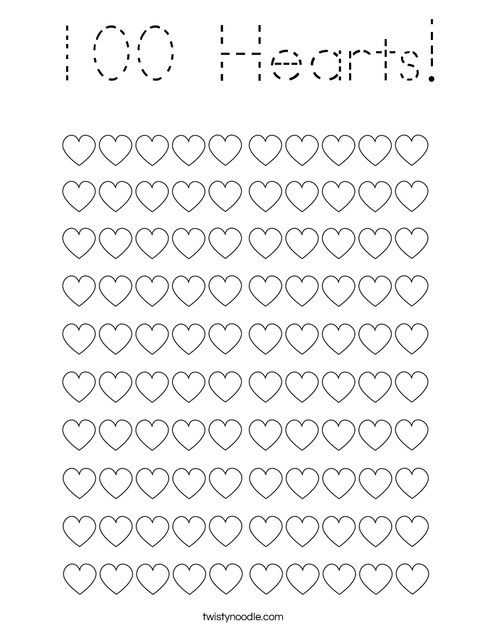 100 Hearts! Coloring Page