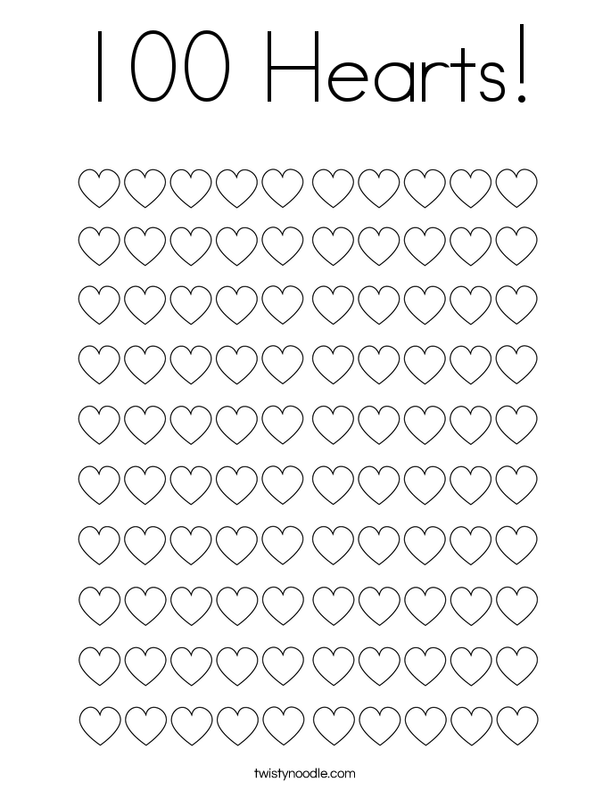 100 Hearts! Coloring Page