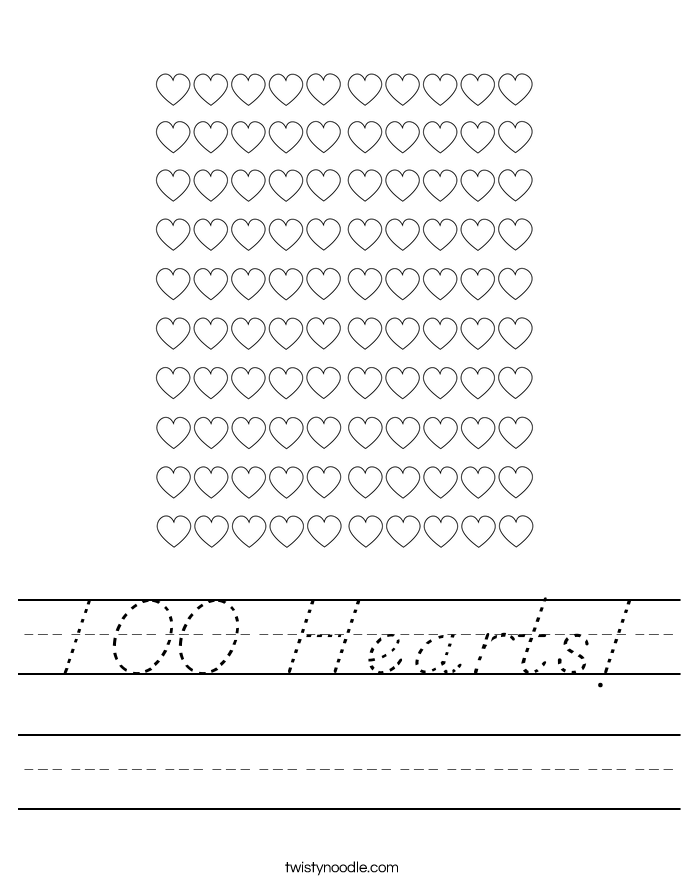100 Hearts! Worksheet