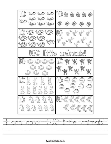 100 Little Animals Worksheet