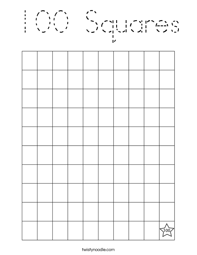 100 Squares Coloring Page